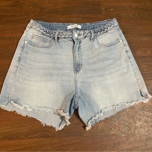 Judy Blue Twisted Braid Light Denim Shorts 2XL